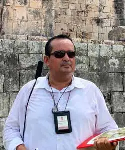 Julio, our INAH-certified guide, bringing Mayan history to life